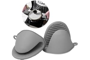 KWJEIULSOQ Topflappen Silikon Ofenhandschuhe Silikon Topfhandschuhe Hitzebeständig,Topflappen Handschuh Anti-Rutsch Küchenhandschuhe wasserdichte Backofen Handschuhe,Topflappen Set zum Backen (Grau)