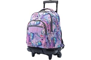 TOTTO - Mochila Escolar con Ruedas, Modelo Renglones, Capacidad 26,21 Litros, Bolsillo para PC 14" y Bolsillo para Botella, Correas en S para Mayor Comodidad, Resistente, Estampado Meowsical