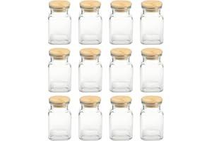 Schramm® Barattoli per spezie 150 ml quadrati 5,5 x 5,5 x 10 cm con chiusura in bambù incl. etichette barattoli di stoccaggio selezionabili da 6, 12 o 24 pezzi, Dimensione:12 Stück