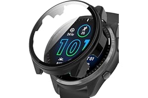 YealRed Case Compatible with Garmin Forerunner 965, Hard PC Case with Tempered Glass Screen Protector, Full Protection Scratch Proof Bumper Protective Cover for Garmin Forerunner 965 - Black