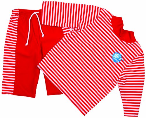 Splash About Kids UV Sun Protection Top and Shorts Loose Fit - 4-6 Years, Red Stripes
