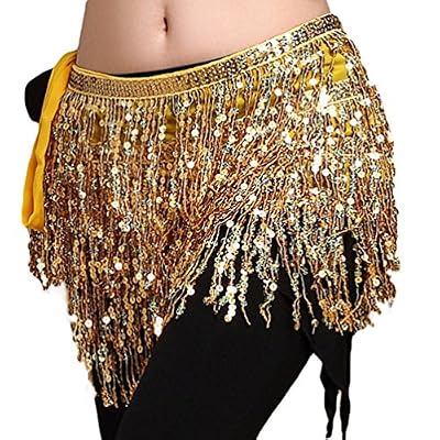 YiJee Femme Danse du Ventre Accessoires Sequins Glands Belly Dance Chaîne de Taille Or