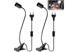 GBKDQQ Oprawka do lampy E27 z klipsem, lampa zaciskowa z przełącznikiem i wtyczką, lampa zaciskowa z regulowaną 360° łabędzią szyją, oprawa E27 do lampy typu łabędzia szyja, lampa biurkowa, lampka do