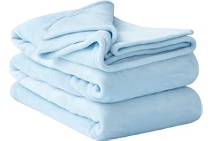 Aisbo Manta Sofa Polar 230x270 - Manta Cama 180, Manta Sofá Extra Grande, Manta 230 x 270 cm Franela, Extra Suave y Caliente, Azúl Claro, 100% Microfibra Flannel Blanket