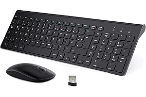TedGem Tastatur Maus Set Kabellos, 2.4G Tastatur Maus Set USB Ergonomische Tastatur Kabellos PC Maus und Tastatur 2 in 1 USB Empfänger für PC/Computer/Laptop (Schwarz)