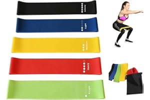 GENERIC Resistance Bands, Set of 5 Premium Quality Skin Friendly Resistance Fitness Exercise Loop Bands with 5 different strength levels. Carry Bag Included - Perfect for Gym, Home, Yoga, Training