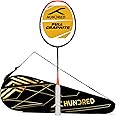 HUNDRED Powertek 1000 Jr Graphite Badminton Racket with Full Cover (90G, Black/Orange Red)