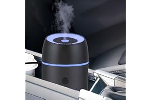 JASFYEE Diffuseur Parfum Voiture, 2 Modes De Pulvérisation Diffuseur Voiture avec 7 LED Lumières Changeantes De Couleur, Diffuseur Voiture Rechargeable avec Interface USB, Adapté Aux Voitures Bureaux…
