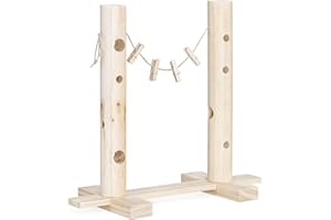 Navaris Kaninchen Futterstation - Futterspender für Hasen Hamster Meerschweinchen - Futterautomat - Futterbaum aus Holz - Futterraufe für Nager