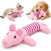 MADPET Peluş Domuzcuk Kedi K&ouml;pek Oyuncağı - Isırınca Ses &Ccedil;ıkaran İnteraktif Oyun Arkadaşı - Yumuşak Dokulu &Ccedil;izgili Tasarım - 