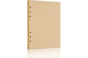 MAFEIGU A5 Lined Vintage Kraft Paper Flipchart Binder Refill for 6-Ring Binders, Planner, Traveller Journal, Notebook, Dairy - 80 Sheets (160 Pages)