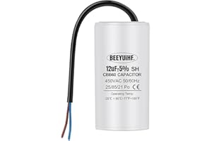 BEEYUIHF CBB60 450V 12uf Motorkondensator,50/60Hz Kondensatoren, Anlaufkondensator mit Kabel, 12µF 450V Motorkondensatoren für Elektromotor - 38 x 70mm