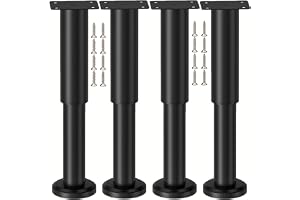 LCOUACEO 4 stycken möbelfot justerbar, möbelfötter i metall, svart, justerbar höjd, 18–30 cm, möbelfötter, höjdjusterbara möbelben, justerbara stödfötter för möbelfötter för soffa, skåp, säng