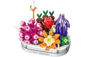 Fiotha Costruzione Piante Grasse Bonsai,Succulents Building Sets, Blocchi di Costruzione di Fiori, Fiori Artificiali Building Blocks per Decorazioni per la Casa, Regali Mamma, Set Adulti da Collezione