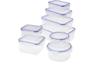 SIKITUT Set di Contenitori per Alimenti, Ermetica 8 Pezzi in Plastica Senza BPA,Adatto per Lavastoviglie,Congelatore,Microonde