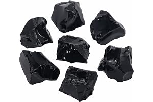 Nvzi Raw Black Obsidian Stone Bulk, äkta ädelstenar och kristaller, stenar och mineraler, helande kristaller, kvartskristaller och helande stenar, primärenergi kvarts och sten(1LB)