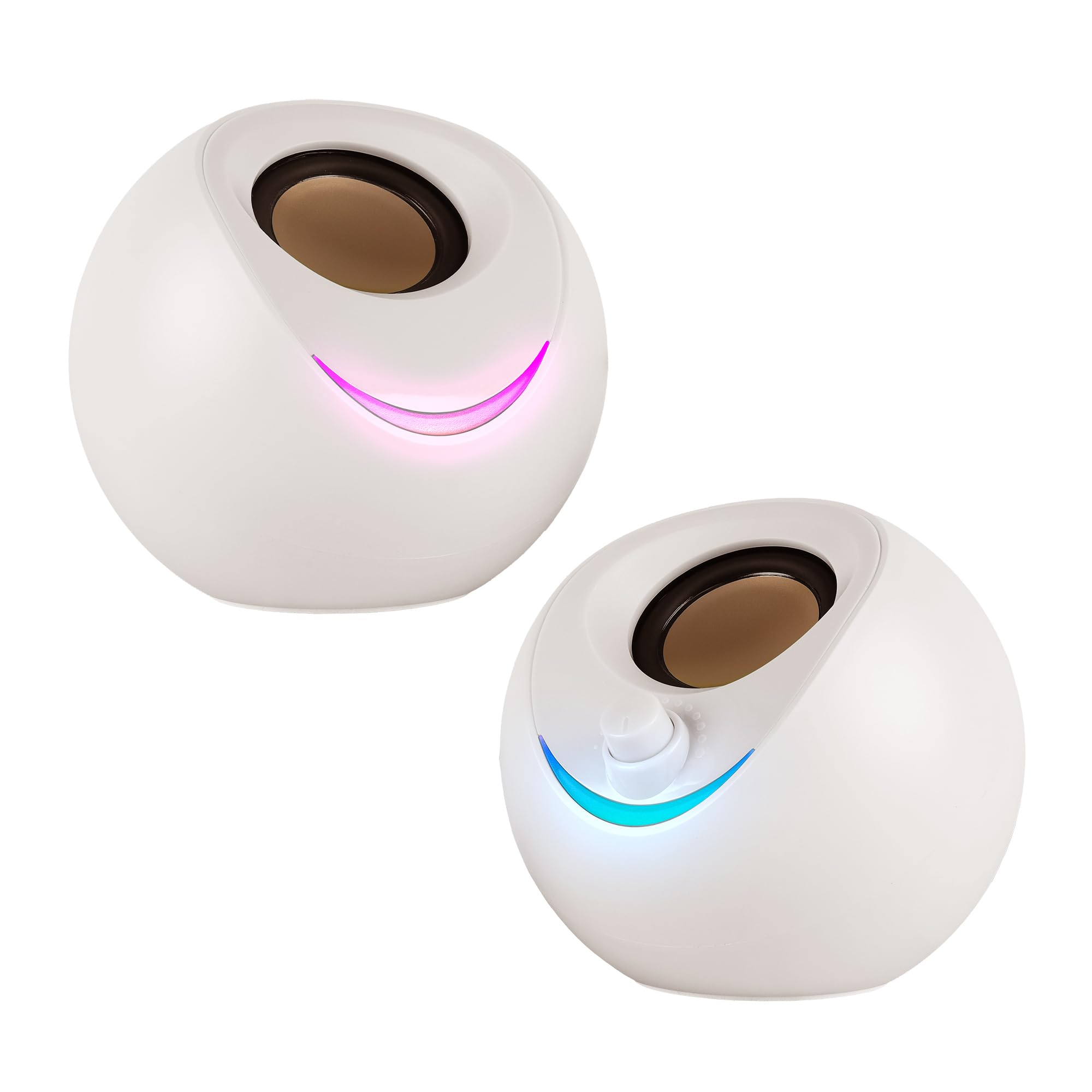 ZEBRONICS Blues 2.0 Computer Speakers, 8 Watts, 45° Elevated Drivers, Dual Passive Radiators, USB Powered, AUX, Volume Control Knob, RGB LED, for Laptops & Desktop (Beige)