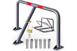 DEUBA Barrière de parking rabattable 80x47x44 cm Barrière de stationnement avec cadenas 3 clés Arceau de parking