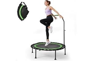 HELANGEL Fitness Trampolines, Exercise Trampoline with handle, 5 Adjustable Height Levels, Thickened Steel Frame, 150kg (330lbs), Low Noise, Space-Saving Design