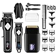 Roziapro Hair Clippers for Men Zero Gapped T-Blade Trimmer Rechargeable Foil Shavers Professional Hair Cutting Kit (Black)