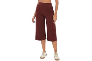 Crewhpo Pantalon de Jogging 3/4 Femme Pantalons de Sport Bas de Survêtement Taille Haute d'été Pantalons Décontractés de Couleur Unie avec Poche