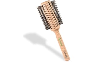 Casalfe Cepillo madera sostenible redondo alisador cerda Jabalí - Antifrizz Diámetro XL para pelo largo y para crear una onda abierta.