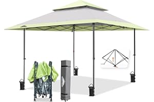 EAGLE PEAK Tonnelle de Jardin 4x4m Extérieur avec l’évent Double Toit Imperméable pour Pavillon Tente de réce (Gris/Vert)
