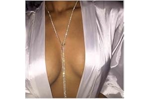 Yheakne Bling Tennis, collana in argento con strass lunghi CZ Lariat Y, collana per donne e ragazze, Strass