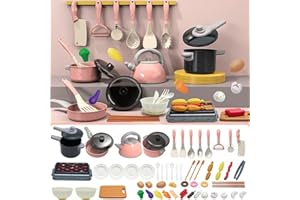 QWEPU Giocattoli da Cucina per Bambini, 61PCS Accessori Cucina Bambini, Giochi Bambini Cucina Accessori,lavello per lavare fingere giochi di ruolo pentole e padelle per alimenti