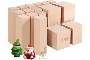 BURNTOP 18 Basswood Carving Blocks, Smooth Surface Whittling Wood Set for DIY Carving, Shaping, Creative Whittling