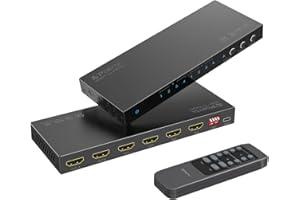 PORTTA HDMI Matrix 4x2 4K 60Hz, 4 in 2 Out mit Toslink 3.5 mm Audio Extractor ARC 16 EDID Modes 4K Downscale und IR Fernbedienung, unterstützt HDMI 2.0b HDCP 2.3/2.2 HDR 3D