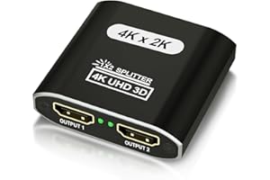 ORIKLON HDM Splitter 1 in 2 Out, 4K@30Hz HDM Splitter per Monitor Doppio, Spliter HDM Alimentato in Alluminio per Schermo Speculare, Duplicatore 1x2 Supporta 3D HD 1080P per Fire Stick Blu-r