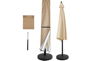 NAKIHOUSE Sonnenschirm Abdeckung Schutzhülle, Wasserdichte,Wetterfeste, UV-Anti, Winddicht Schirm Abdeckung für Outdoor Schirme und Marktschirme, (170x25/35cm,Khaki)