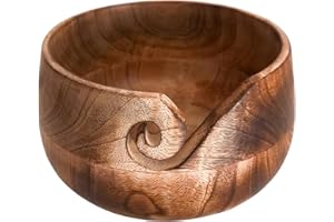 Indus Lifespace Cuenco de hilo de madera hecho a mano por artesanos indios con madera de mango premium para tejer y ganchillo (15,24 x 15,24 x 7,62 cm)