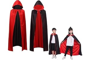 AIXIMA Capes d'halloween Enfant,Cape De Vampire Enfant,Noir Rouge Réversible Cape,Garçon Fille Cape à Capuche Halloween,Enfant Capes de Cosplay Costumes