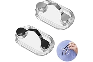 MTBRICEY 2 Piezas Soporte Magnético para Gafas Pinzas de Acero Inoxidable para Gafas Soporte para Credencial Identificación Pinzas Portátiles Gancho para Gafas Se Adhiere a Toda la Ropa para Gafas Auriculares
