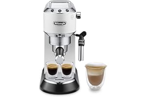 ‎DE'LONGHI De'Longhi Dedica Style EC 685.W Espresso Siebträgermaschine, Espressomaschine mit Professioneller Milchschaumdüse, nur 15 cm breit, 1 Liter Wassertank, Vollmetallgehäuse, für E.S.E Pads geeignet, Weiß