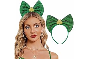 Outyua St Patricks Day Grüne Schleife Stirnband Kleeblatt Stirnband Schleife Haarreifen für Frauen Grünes irisches Kleeblatt Kostüm