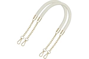 besbomig 2 Pezzi Manico Tracolla per Borsa, 60CM Intrecciato Cinturiniin Pelle PU, con Ganci Metallici Catenaper, Manici Tracolla di Ricambio per Borse da Donna, Beige