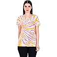 Stories.Label Women's Tie Dye Printed Cotton Tshirt in Ribbed Neck, Regular Fit Half Sleeves Tops for Girls Stylish (Size S - 5XL)