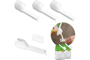 DOINEUFL 4 Pcs Bag Clips for Food Storage, Plastic Chip Bag Clips with Pour Spout, White