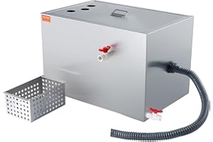 VEVOR Intercepteur à Graisse Commercial, Séparateur de Graisse 18 kg, Bac à Graisse Entrée Inférieure, sous l'Évier en Inox, Séparateur Huile-Eau d'Eaux Usées 10 GPM, pour Cuisine Cantine Restaurant