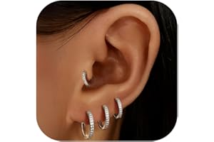 LOLIAS 4 Paires Petites Créole Boucles D'oreilles Plaqué Or 14K Mini Creole pour Femmes Boucles d'oreilles CZ Hypoallergénique Cartilage Petites Boucles D'oreilles Anneau Piercing 6mm 8mm 10mm 12mm