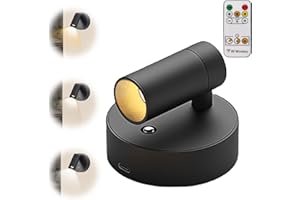 ASFRODE Faretto a LED con telecomando, lampada da parete USB ricaricabile, 3 temperature di colore, dimmerabile, lampada da parete, senza fili, con funzione temporizzazione, faretto per piante artistiche