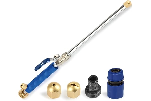 Gelia Buse de tuyau haute pression, corps en aluminium, raccord rapide, 2 buses en laiton, bleu, certifié CE