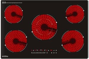 COVERCOOK 77cm Ceramic Hob, Built-in Black Glass 5 Burners Electric Cookers Hob, Touch Control Cooktop with Timer and Child Lock Function, 230V, 8200W