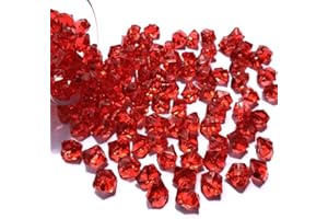 xitoio Set di 200 gemme acriliche di alta qualità, in plastica acrilica, pietre di ghiaccio per tavolo, vaso, decorazione per acquario, rosso (rosso)