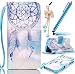 Produktbild Sunroyal Wallet im Book-Style mit Kartenfach nutzbar als Geldbörse Flip Cover Leder Tasche Schutz Hülle Bumper Handy Case Hochwertigem PU Buch Stil Rahmen für Samsung Galaxy S6 G9200 SM-G920 5.1" Handyhülle Cover Case mit Hand Strap Wrist, Kreditkartenfach, Standfunktion, Magnetverschluss + Universal Eingabestift + Schleife Kristall Bling Anhänger Strass Diamant Anti Staub Schutz Stecker Stöpsel,Dreamcatcher Traumfänger Netzmagen Anhänger Campanula Feder Muster Design