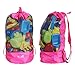 Produktbild Beach-Spielzeugtasche, EocuSun Mesh-Spielzeug Lagerung Taschen langlebige Sand entfernt Tunnelzug Strand Rucksack schwimmen und Pool Strand Tasche Tote Packs, bleiben Sie weg von Sand und Wasser (rosa)