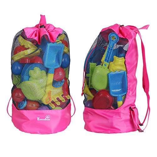 Preisvergleich Produktbild Beach-Spielzeugtasche, EocuSun Mesh-Spielzeug Lagerung Taschen langlebige Sand entfernt Tunnelzug Strand Rucksack schwimmen und Pool Strand Tasche Tote Packs, bleiben Sie weg von Sand und Wasser (rosa)